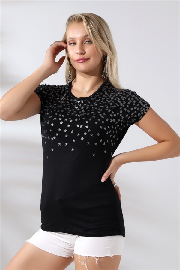 sim puantiye baskılı tişört