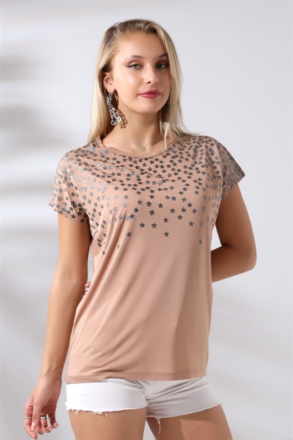 sim puantiye baskılı tişört