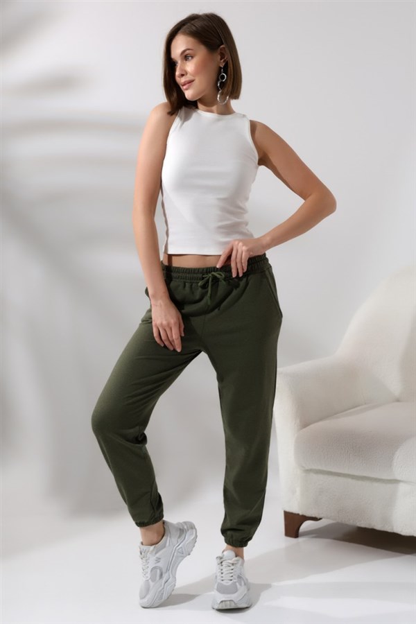 2 iplik lastikli paça pantolon