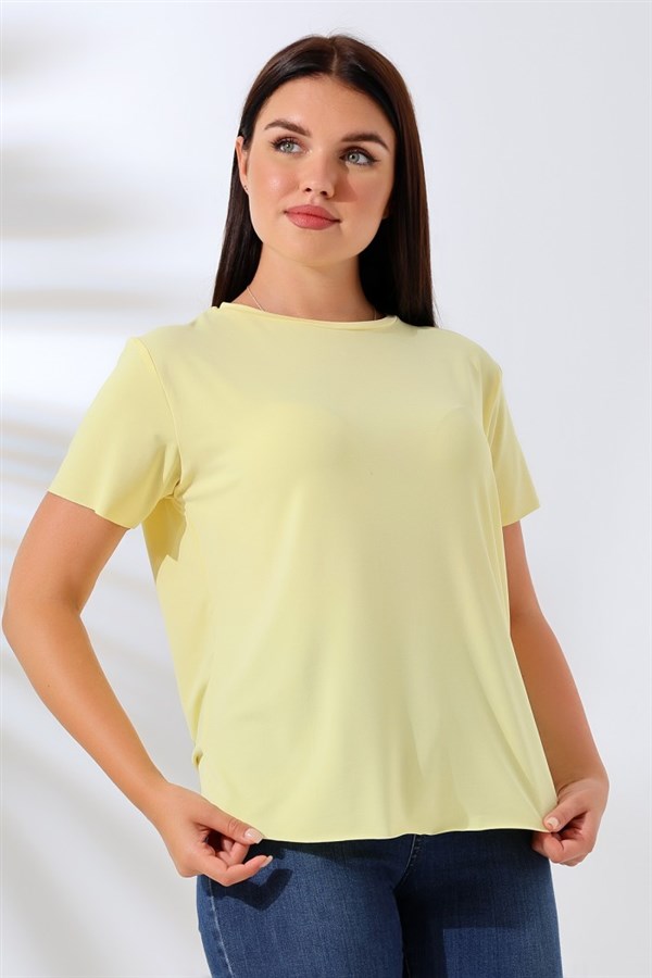 geniş kısa kollu eteği dikişsiz tişört