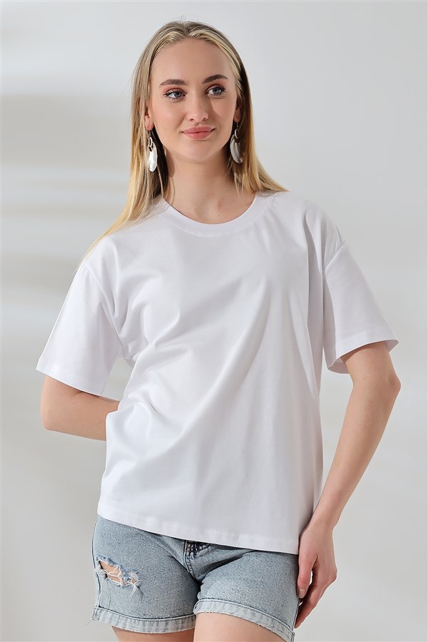 kompakt yaka salaş tişört