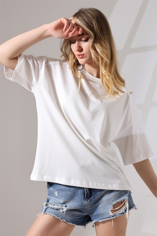 kısa kollu basic salaş tişört