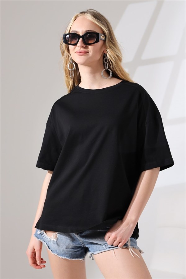 kısa kollu basic salaş tişört