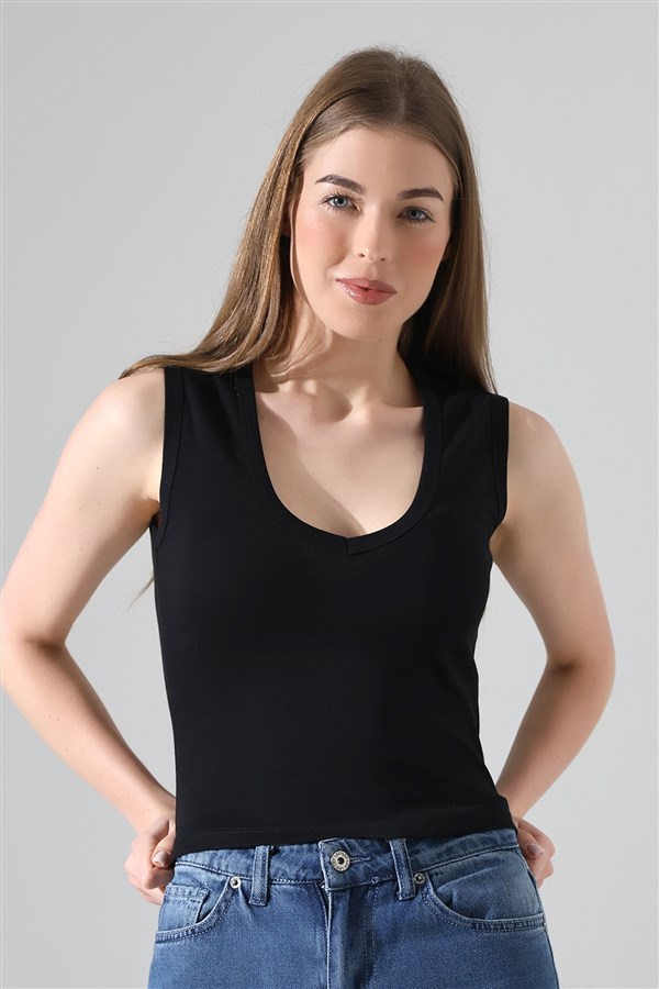 v yaka sıfır kol likrasız rib atlet